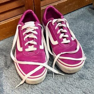 Vans Old Skool Suede Platforms Hot Pink